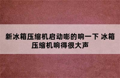 新冰箱压缩机启动嘭的响一下 冰箱压缩机响得很大声